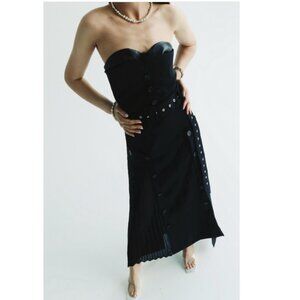 Rokh x H&M Black Bandeau Dress With Leather Bra RARE SAMPLE